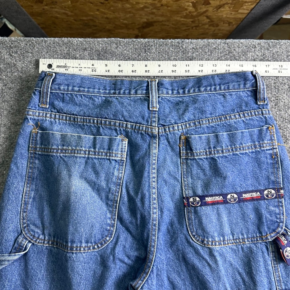 Nautica Carpenter Jeans Mens Size 34 Blue Relaxed Straight Leg Logo Tape Utility - Picture 8 of 9
